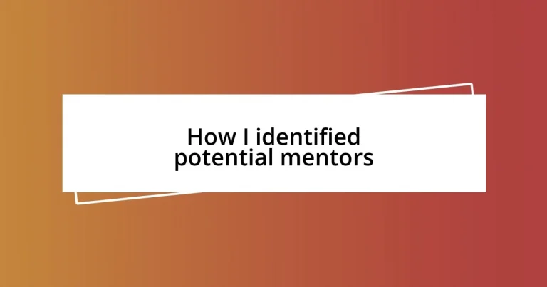 How I identified potential mentors