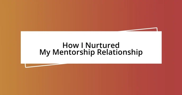 How I Nurtured My Mentorship Relationship