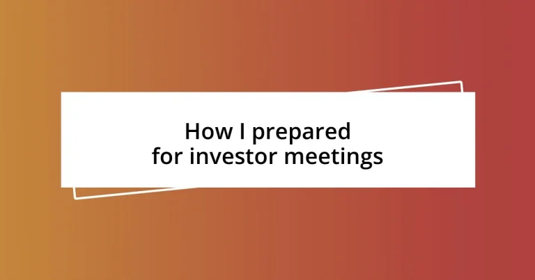 How I prepared for investor meetings