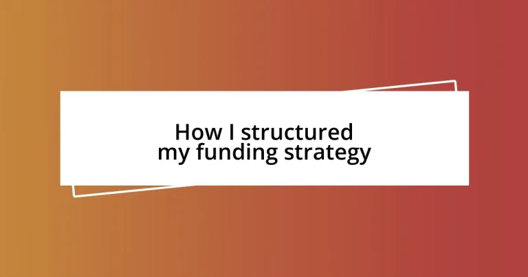 How I structured my funding strategy