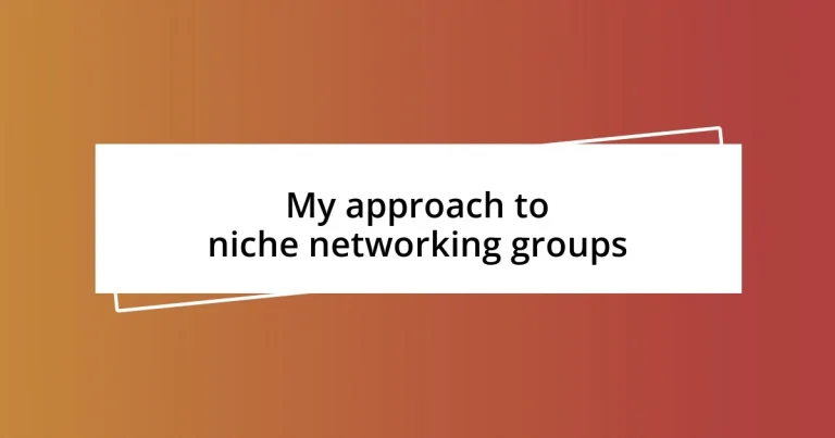 My approach to niche networking groups