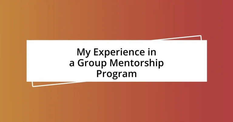 My Experience in a Group Mentorship Program