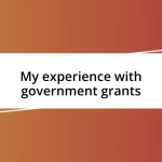 My experience with government grants