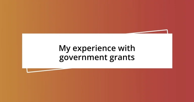 My experience with government grants