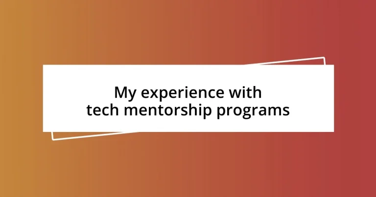 My experience with tech mentorship programs