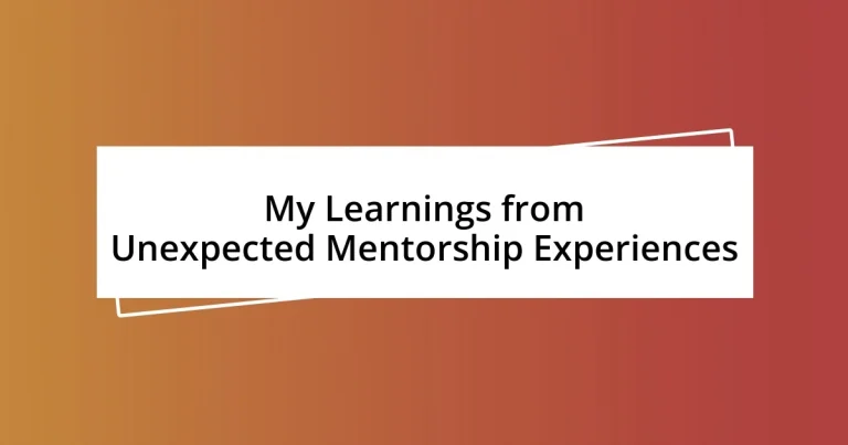 My Learnings from Unexpected Mentorship Experiences