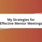 My Strategies for Effective Mentor Meetings