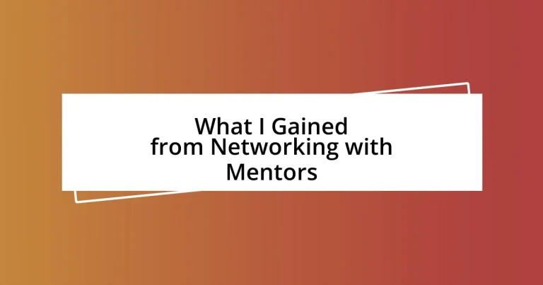 What I Gained from Networking with Mentors