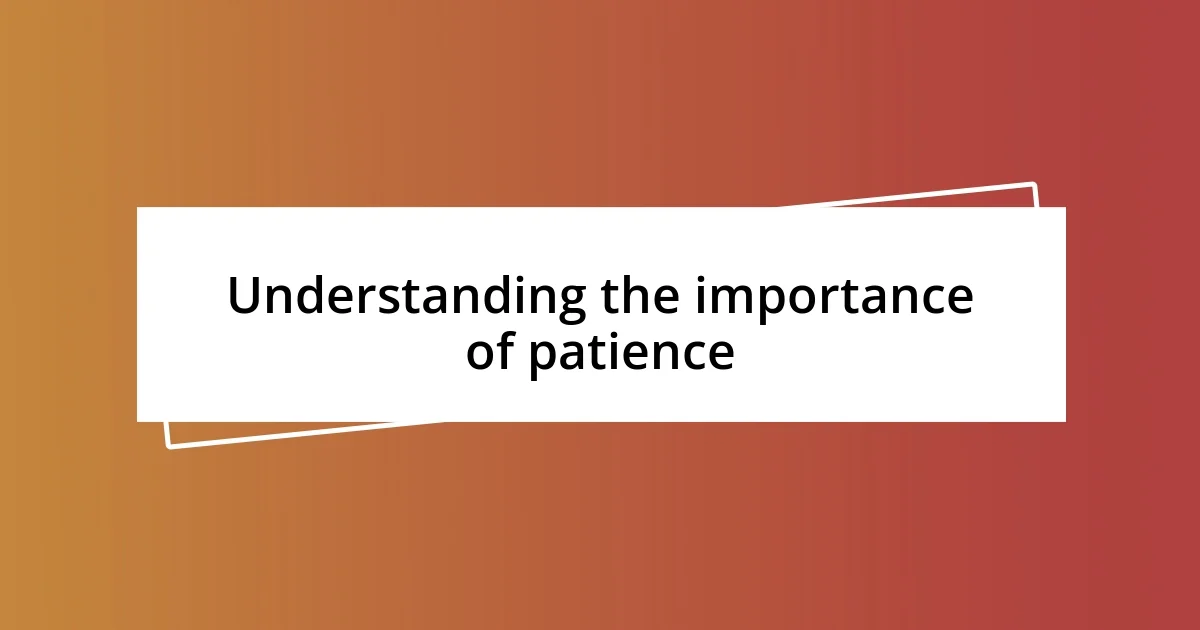 Understanding the importance of patience