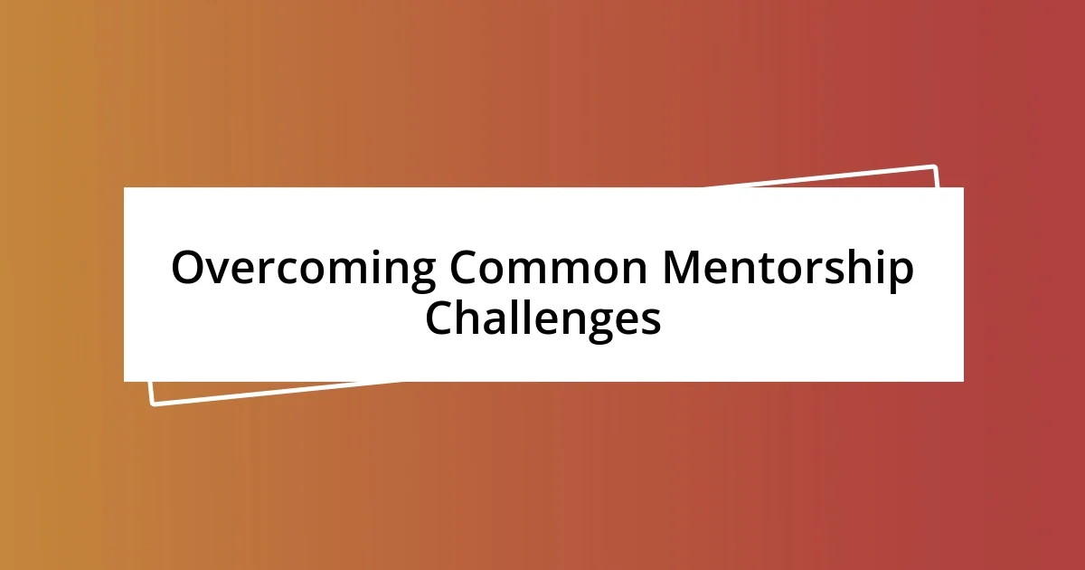 Overcoming Common Mentorship Challenges