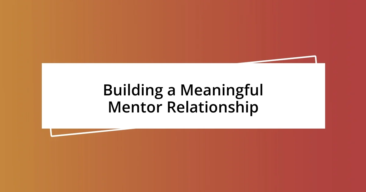 Building a Meaningful Mentor Relationship