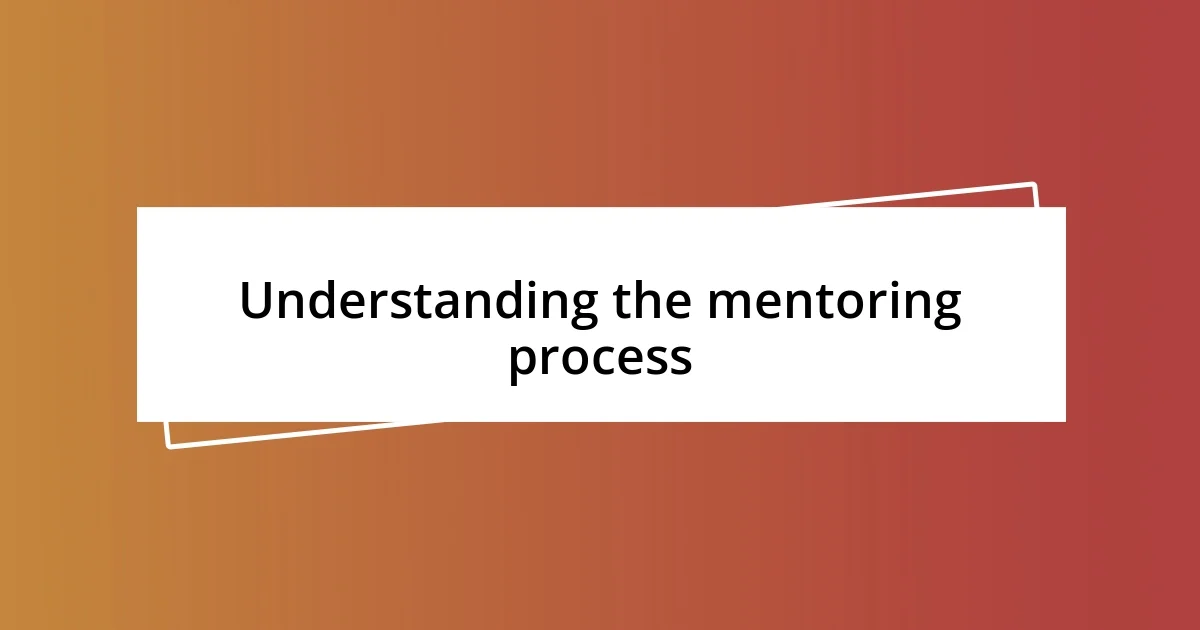 Understanding the mentoring process