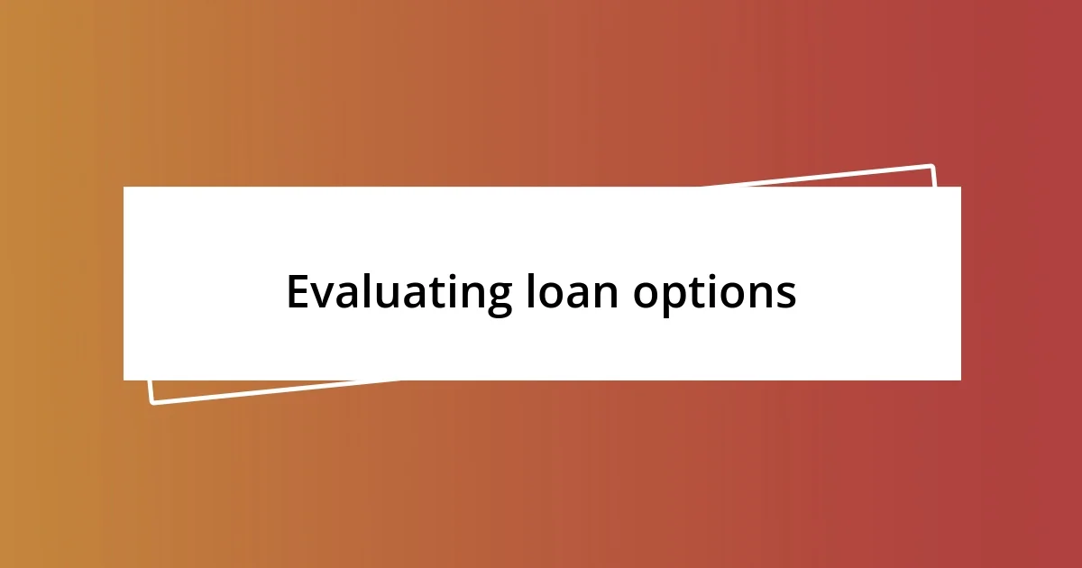 Evaluating loan options