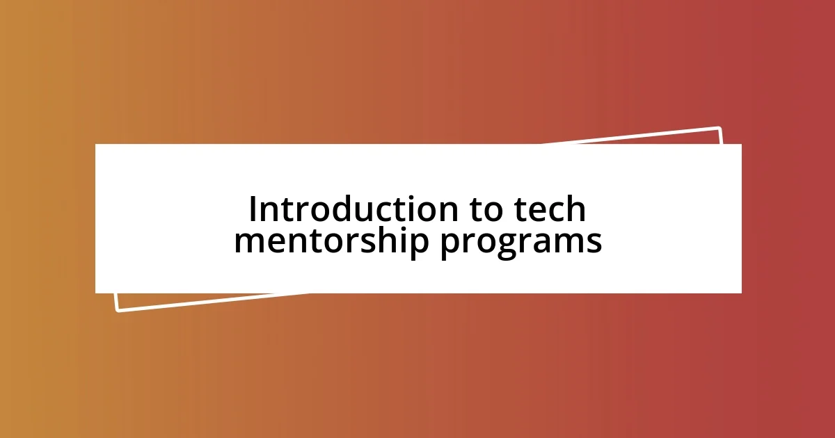 Introduction to tech mentorship programs