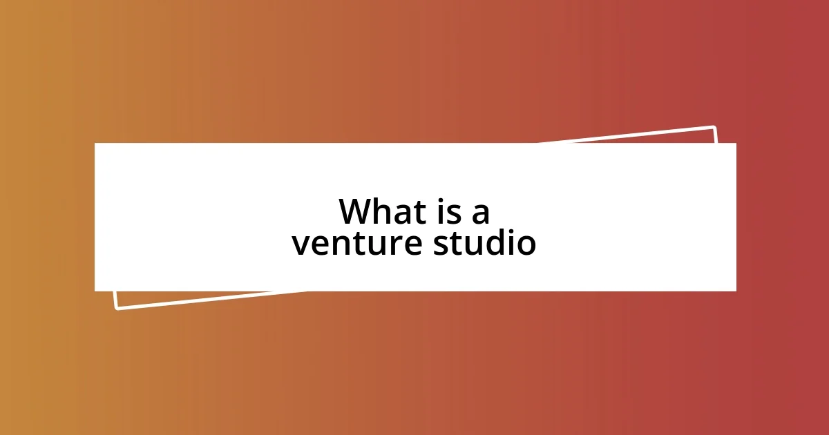 What is a venture studio