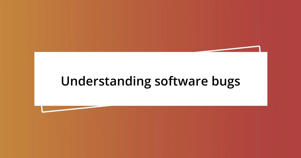 Understanding software bugs