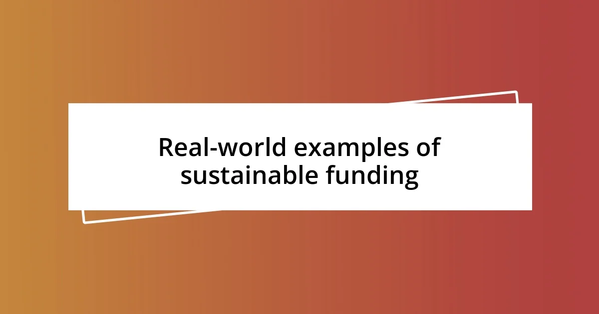 Real-world examples of sustainable funding