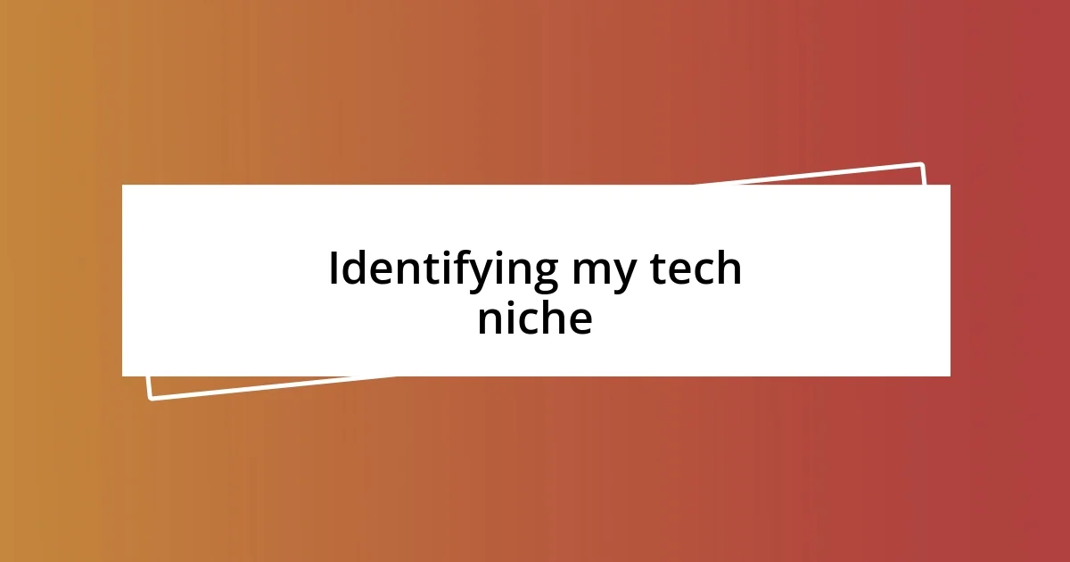 Identifying my tech niche